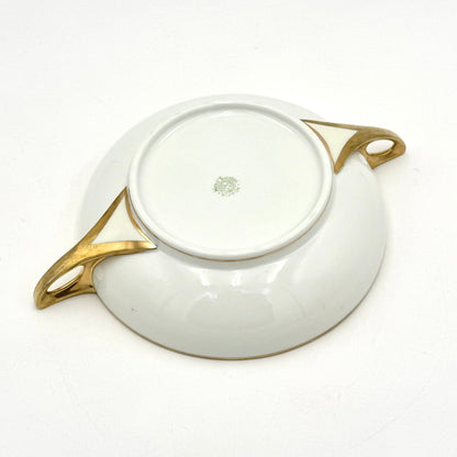 Antique Nippon Parrot and Floral Art Nouveau Bowl With Gold Luster Accents