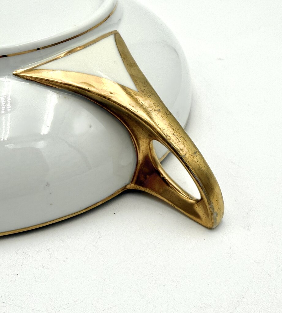 Antique Nippon Parrot and Floral Art Nouveau Bowl With Gold Luster Accents