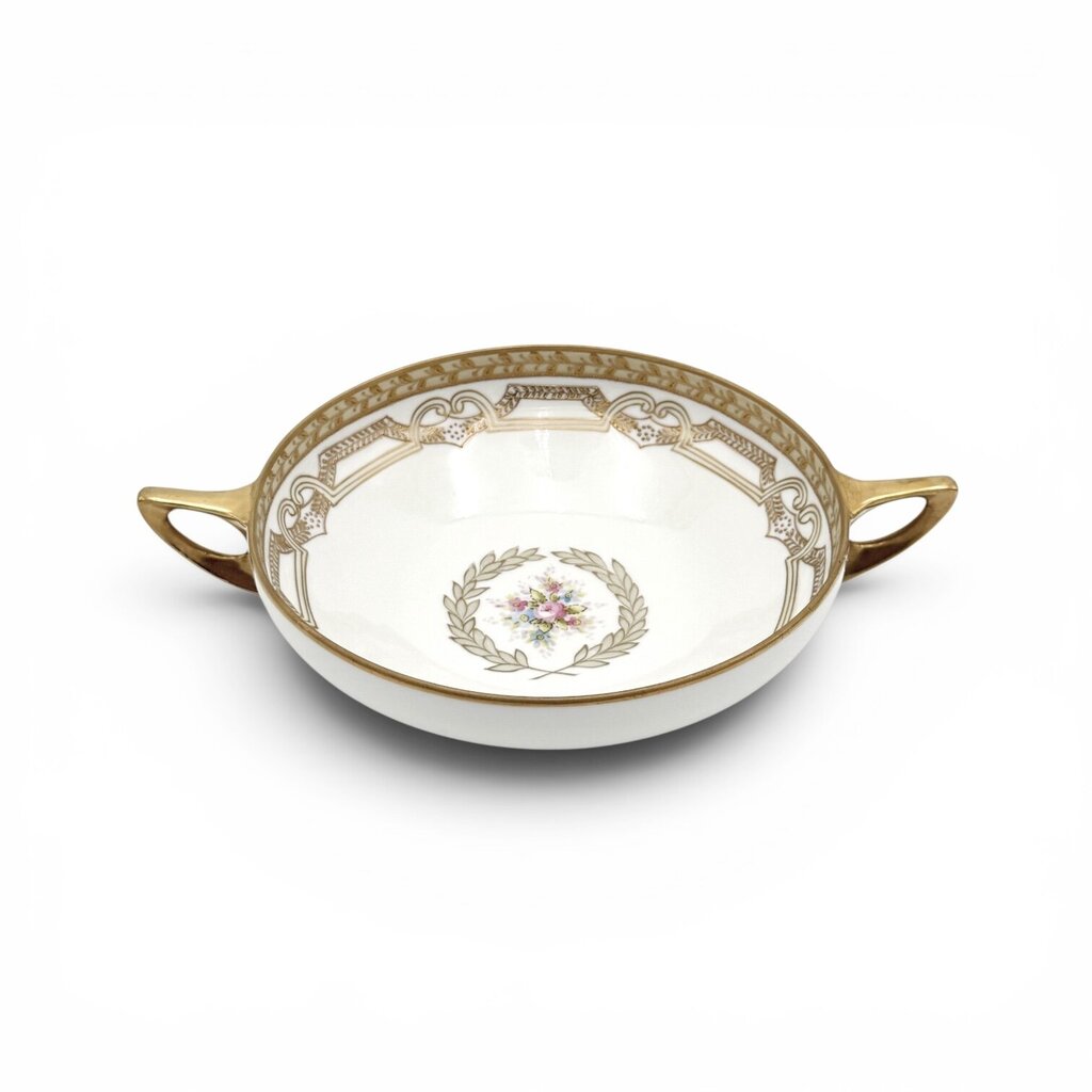 Antique Nippon Morimura Art Nouveau Wreath Bowl with Gold Luster Accents
