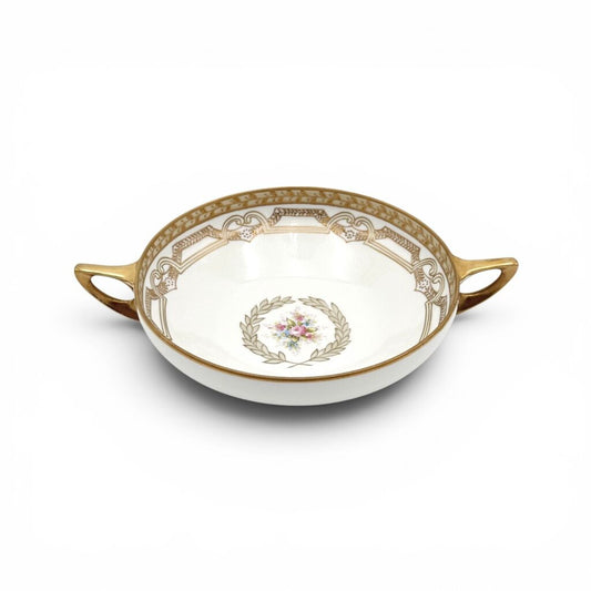 Antique Nippon Morimura Art Nouveau Wreath Bowl with Gold Luster Accents