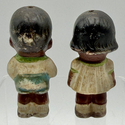 Vintage Black Americana Bisque 2 3/4” Penny Dolls Girl & Boy /cb