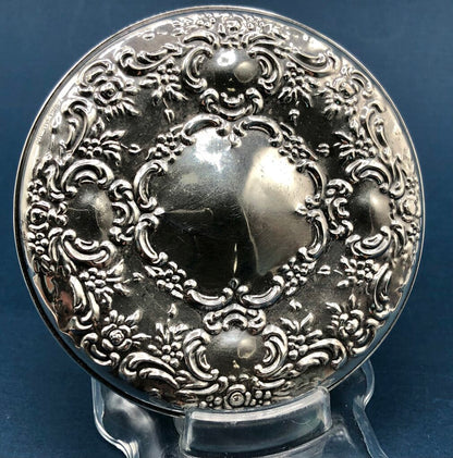 Vtg Towle Sterling Silver Mirrored Repoussé Vanity Jar Lid /b