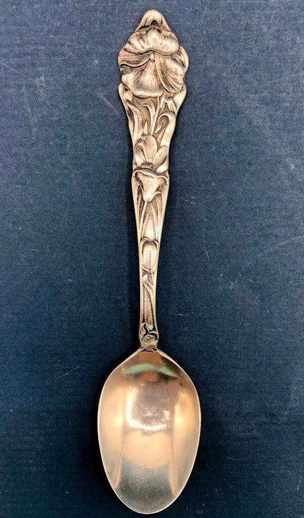 Antique SSMS Sterling Silver Floral Handle Spoon /b