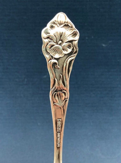 Antique SSMS Sterling Silver Floral Handle Spoon /b
