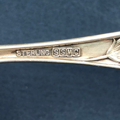 Antique SSMS Sterling Silver Floral Handle Spoon /b