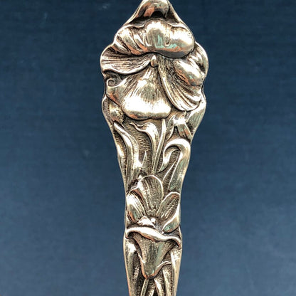 Antique SSMS Sterling Silver Floral Handle Spoon /b