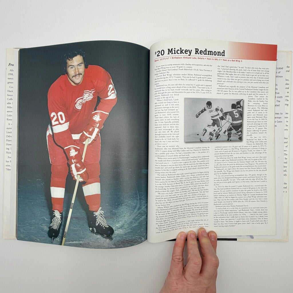 Detroit Red Wings Heroes of Hockeytown From A to Z by Paul Harris Signed by Mickey Redmond 1999 Hardcover Book /cb