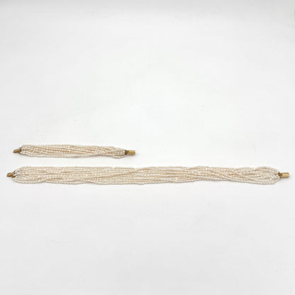VTG Set Of 2 Freshwater Pearl Choker And Bracelet With Golden Clasp