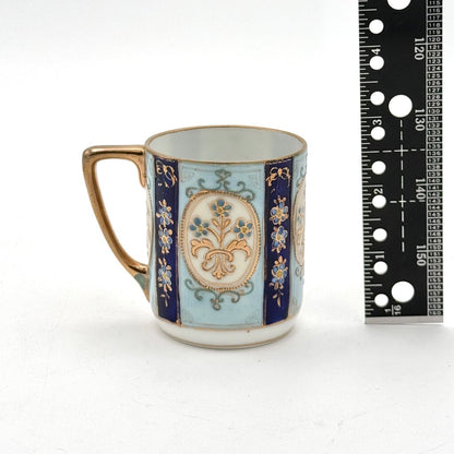 VTG Nippon Blue And Gold Floral Tea Pot With 4 Tea Cups