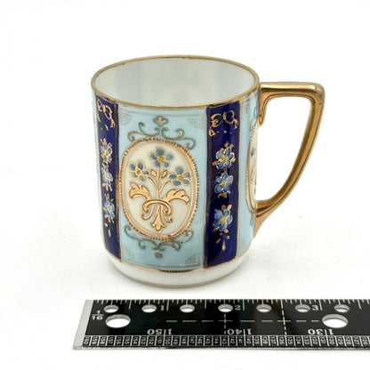 VTG Nippon Blue And Gold Floral Tea Pot With 4 Tea Cups