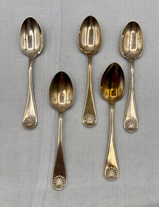 Set of 5 VTG. Brazil Silver Demitasse Spoons Shell Pattern /j