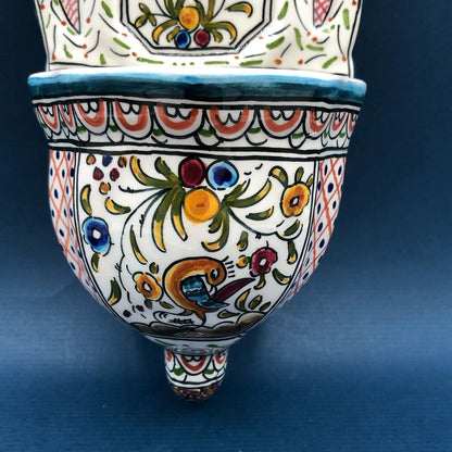 Portugal Ceramics De Coimbra Hand Painted Water Font/ Pocket /b