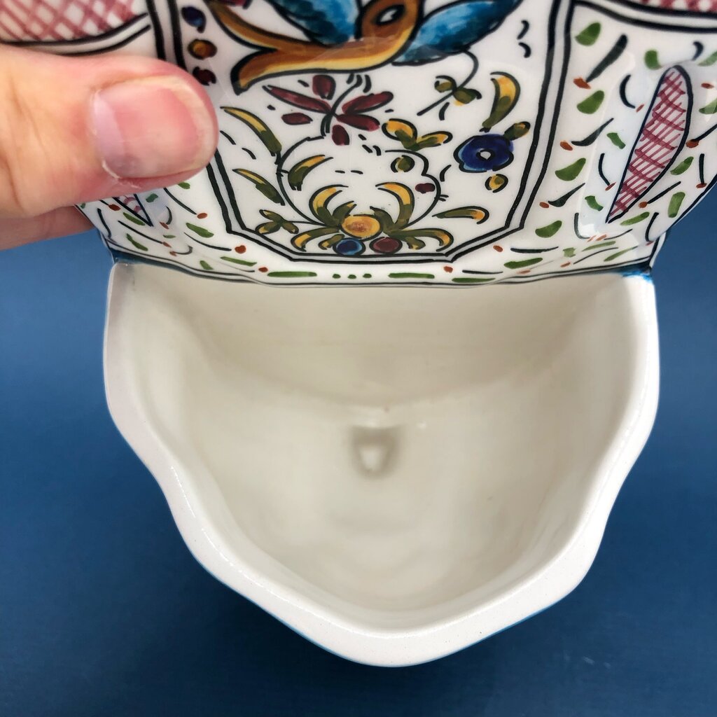 Portugal Ceramics De Coimbra Hand Painted Water Font/ Pocket /b