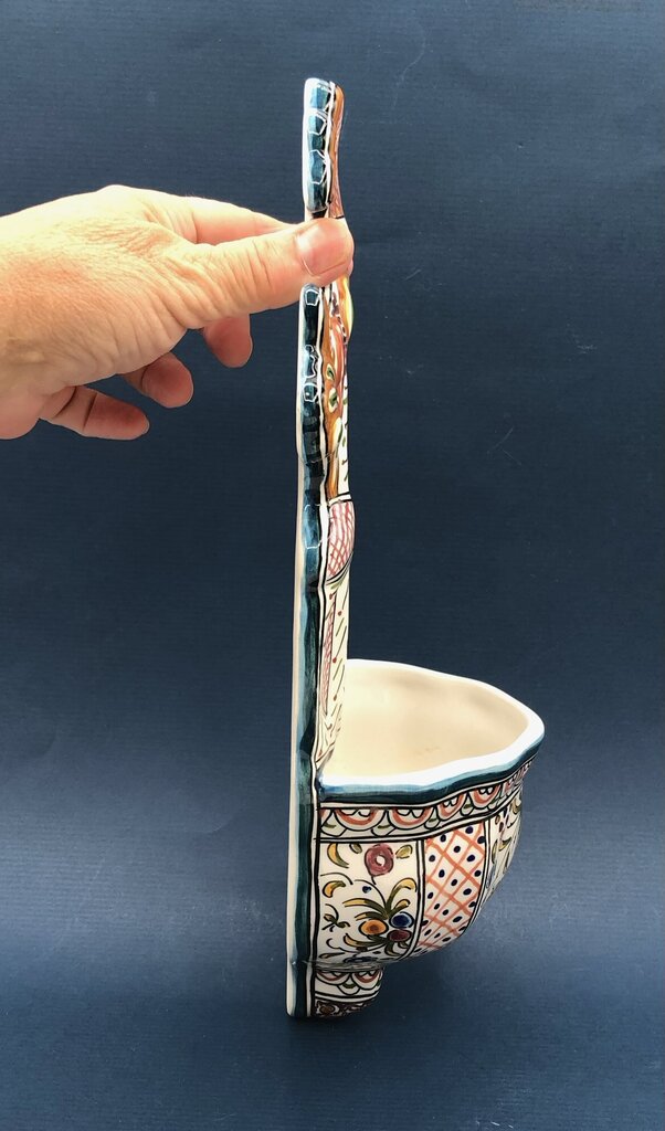 Portugal Ceramics De Coimbra Hand Painted Water Font/ Pocket /b