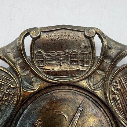Vintage Mid Century Paris France Brass Heavy Souvenir Wall Plate/Ashtray Eiffel Tower Landmarks /cb