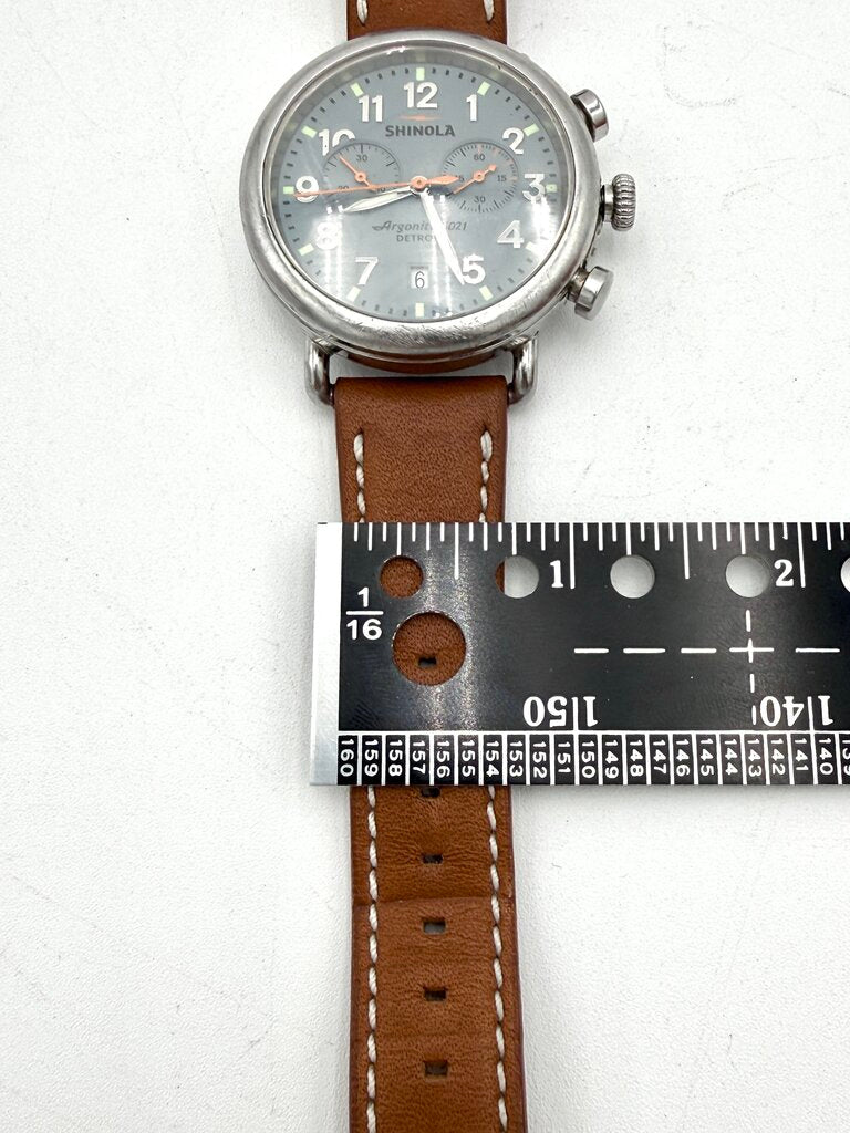 Men's Shinola Runwell Blue Slate Dial with Tan Leather Strap Wristwatch (Not Working)