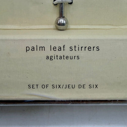 Set of 6 Pottery Barn Green Palm Leaf Stirrers Cocktails Summer Vacation Party Drinks NIB /cb