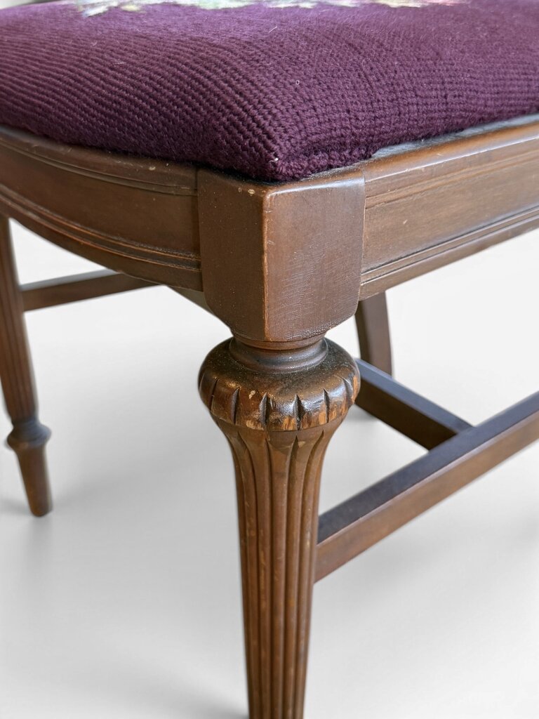 Purple Needle Point Floral Chair