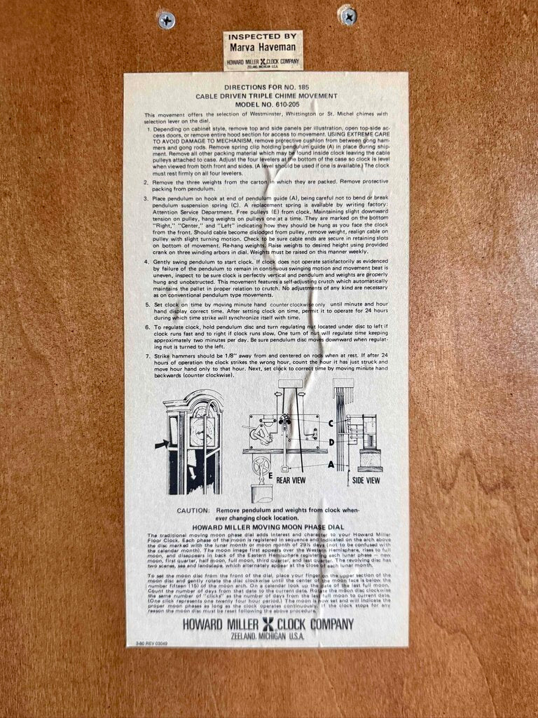 Howard Miller Grandfather Clock (NOT TESTED)