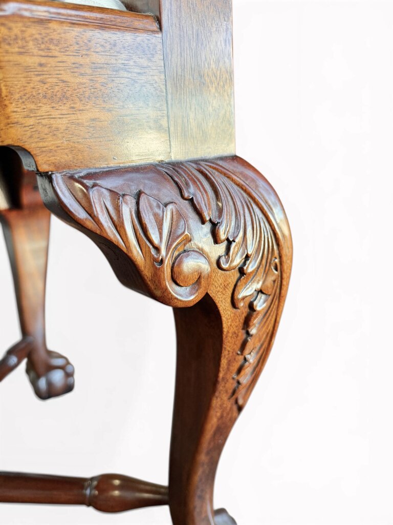 Mahogany Chippendale Style Handcarved Corner Chair With Ball and Claw Feet