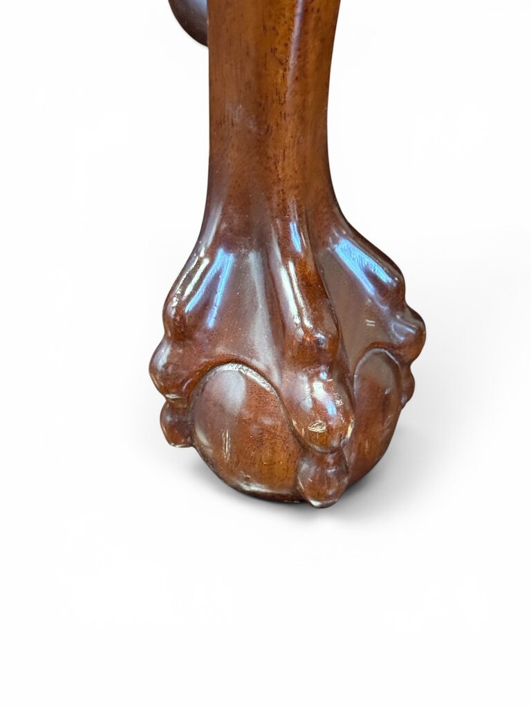 Mahogany Chippendale Style Handcarved Corner Chair With Ball and Claw Feet