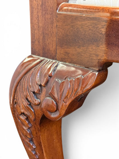 Mahogany Chippendale Style Handcarved Corner Chair With Ball and Claw Feet