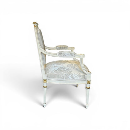 Gilt Wood Louis XVI Style White And Gold Armchair