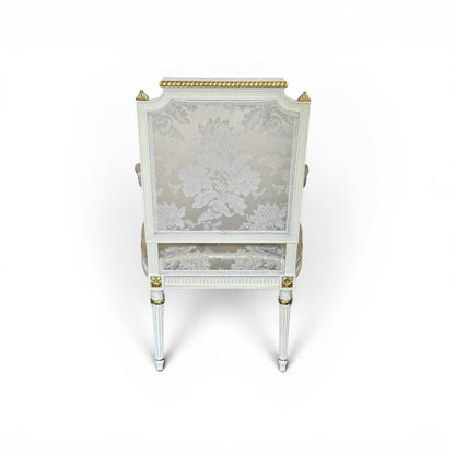 Gilt Wood Louis XVI Style White And Gold Armchair