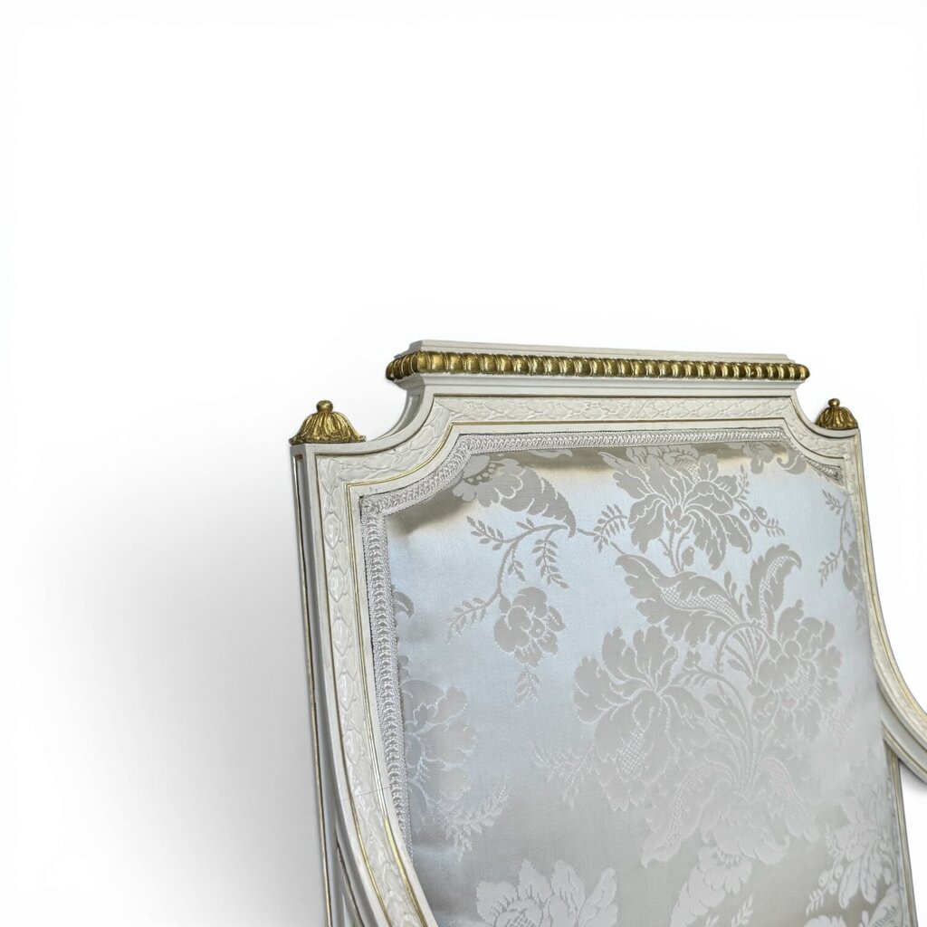 Gilt Wood Louis XVI Style White And Gold Armchair