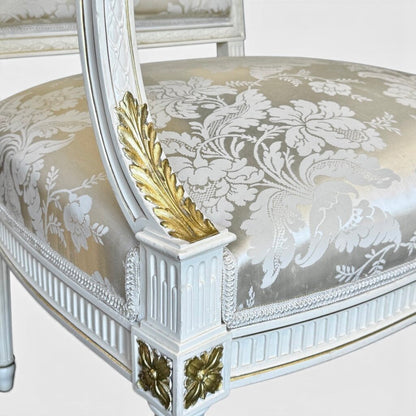 Gilt Wood Louis XVI Style White And Gold Armchair