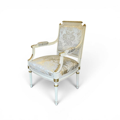 Gilt Wood Louis XVI Style White And Gold Armchair