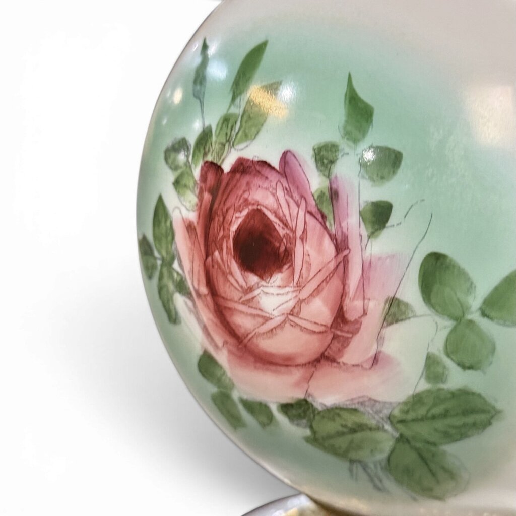 VTG Pink Floral Milk Glass Parlor Lamp (AS IS)