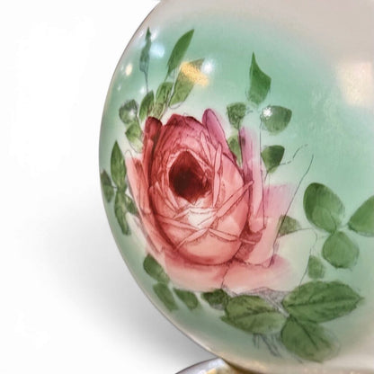 VTG Pink Floral Milk Glass Parlor Lamp (AS IS)