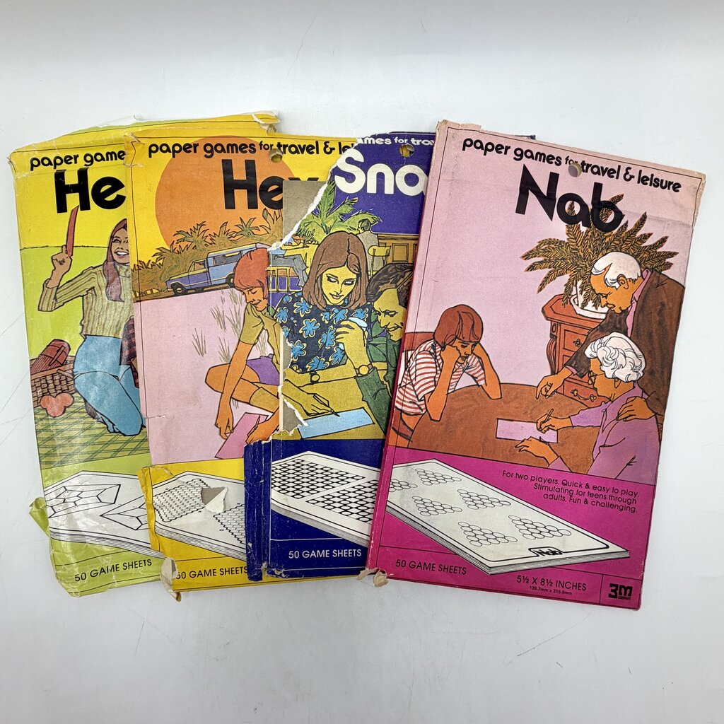 Vintage 1974 3M Paper Games For Travel & Leisure Lot of 4 Hex Hedron Snare Nab /cb