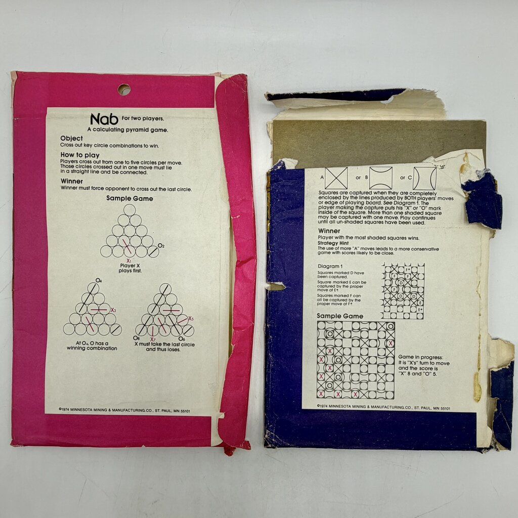 Vintage 1974 3M Paper Games For Travel & Leisure Lot of 4 Hex Hedron Snare Nab /cb