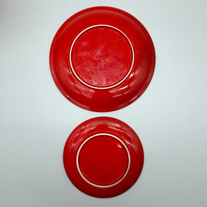Waechtersbach Germany Red Christmas Tree Pieces - 10” Plate, 8” Plate, 2 Cereal Bowls & 4 Pc Hostess Set /cb
