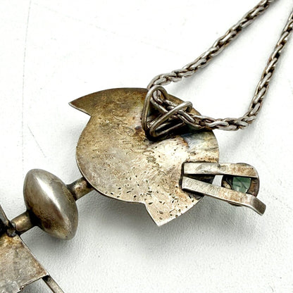 VTG Signed Abstract 14K Gold And Sterling Silver Pin/Necklace