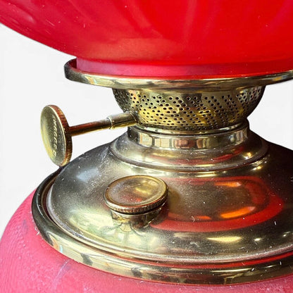 Antique Frosted Ruby Red Banquet Parlor Lamp