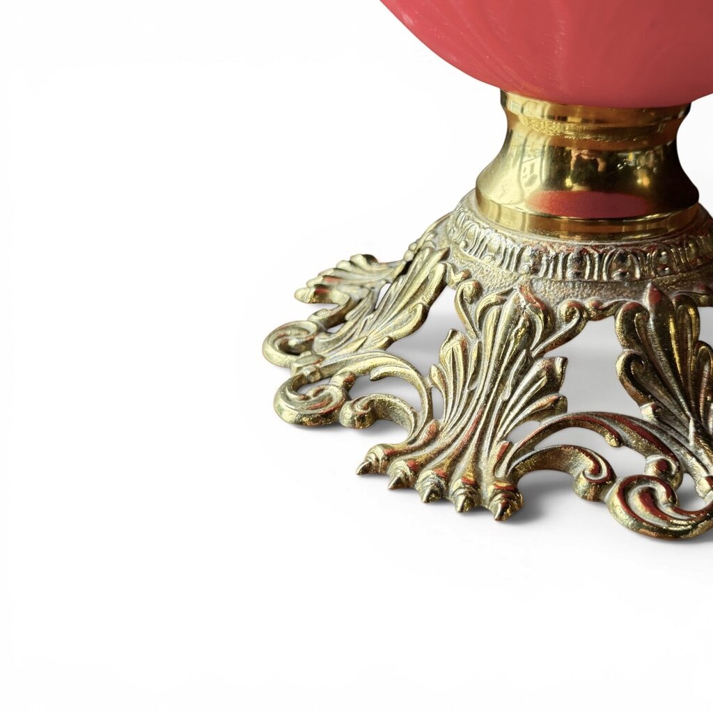 Antique Frosted Ruby Red Banquet Parlor Lamp