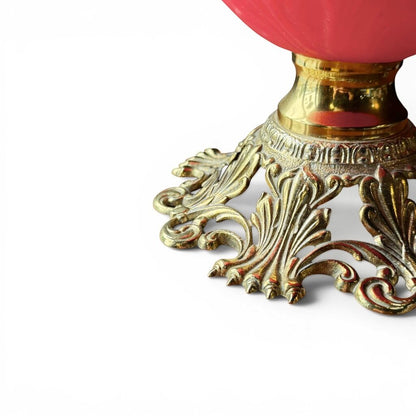 Antique Frosted Ruby Red Banquet Parlor Lamp