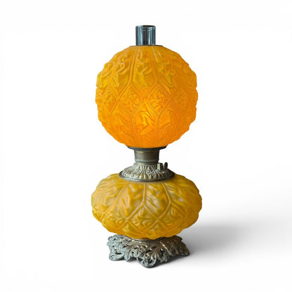 Antique GWTW Frosted Orange Oil To Electric Converted Parlor Lamp