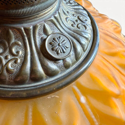 Antique GWTW Frosted Orange Oil To Electric Converted Parlor Lamp