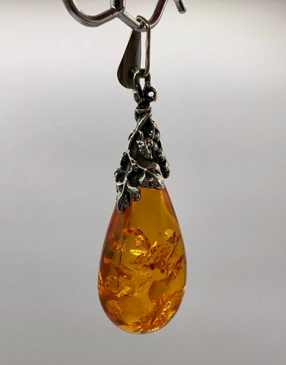 Heat Treated Honey Amber Pendant w/ Sterling Bail /b