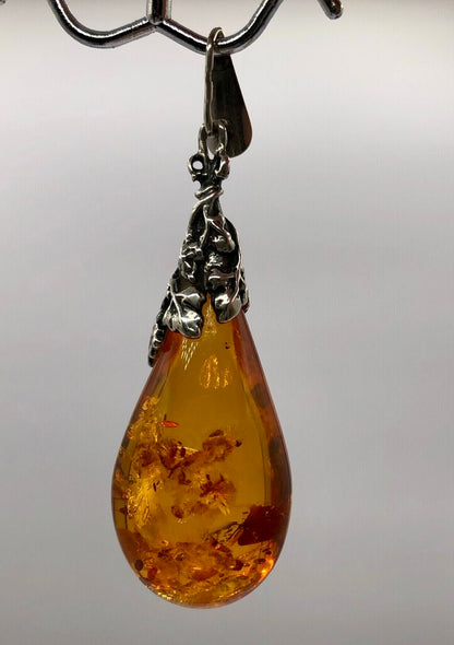 Heat Treated Honey Amber Pendant w/ Sterling Bail /b