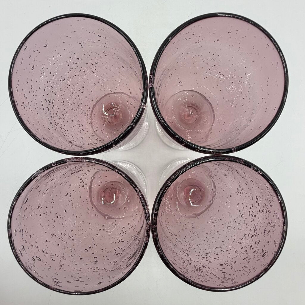 Set Of 4 TAG Ltd Plum Bubble Glass Water Goblets Handblown Discontinued /cb
