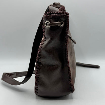 Vintage 1990s Marc Chantal Brown Leather Patchwork Shoulder Bag /cb