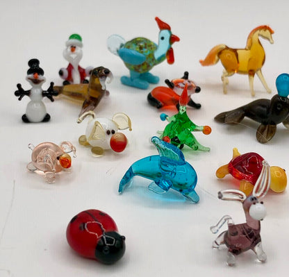 Vintage Lot of 39 Mini Blown Glass Animal Figurines /b