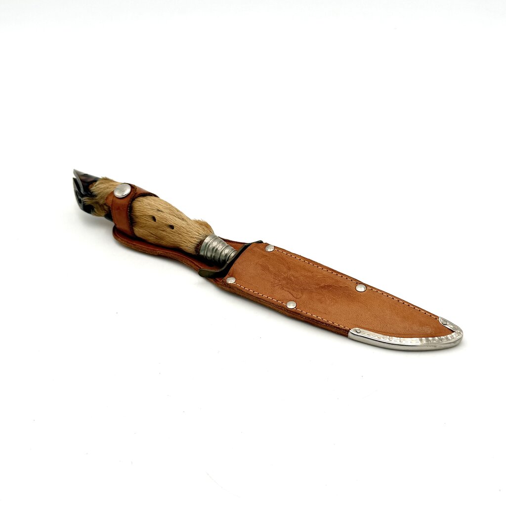 VTG Edge Mark Model 465 Deer Foot Hunting Knife with Leather Sheath