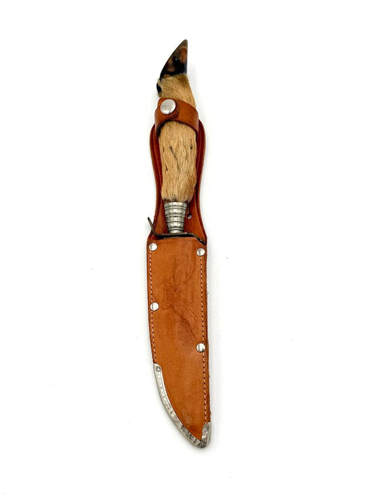 VTG Edge Mark Model 465 Deer Foot Hunting Knife with Leather Sheath