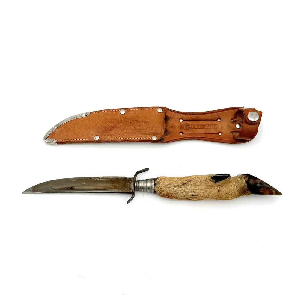 VTG Edge Mark Model 465 Deer Foot Hunting Knife with Leather Sheath